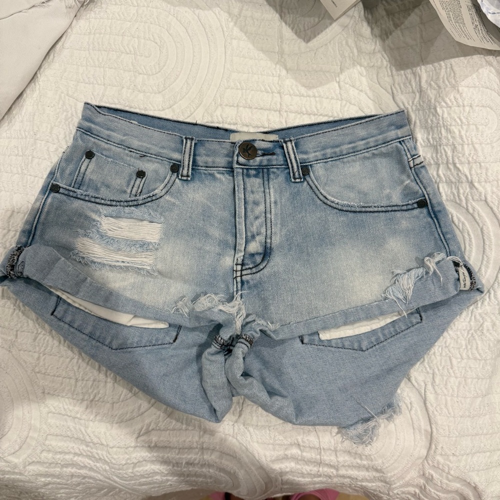 One Teaspoon Bandit Shorts Blue Denim